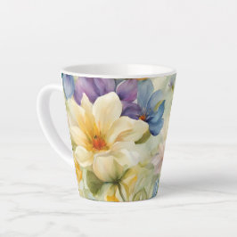 Taza De Café Latte Exquisitas Flores De Primavera Sofisticadas. Pintu