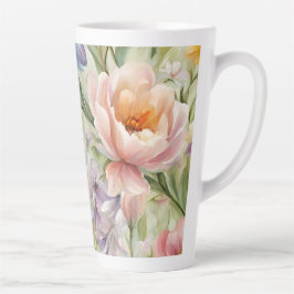 Taza De Café Latte Exquisitas Flores De Primavera Sofisticadas. Pintu