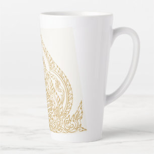 Taza De Café Latte Exquisito vector tailandés Lai Kanok en blanco y n