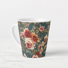 Taza De Café Latte Exquisitos Rosas románticos y hermosas flores