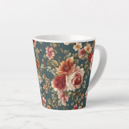 Taza De Café Latte Exquisitos Rosas románticos y hermosas flores