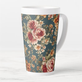 Taza De Café Latte Exquisitos Rosas románticos y hermosas flores