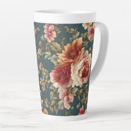 Taza De Café Latte Exquisitos Rosas románticos y hermosas flores