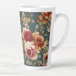 Taza De Café Latte Exquisitos Rosas románticos y hermosas flores