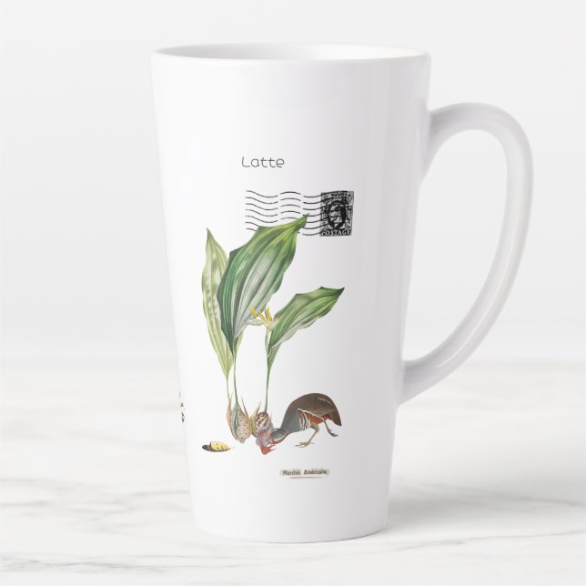 Taza De Café Latte Extraño marisco latte Mug, cerámica blanca (Derecha)