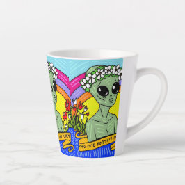 Taza De Café Latte extraterrestre tan volador