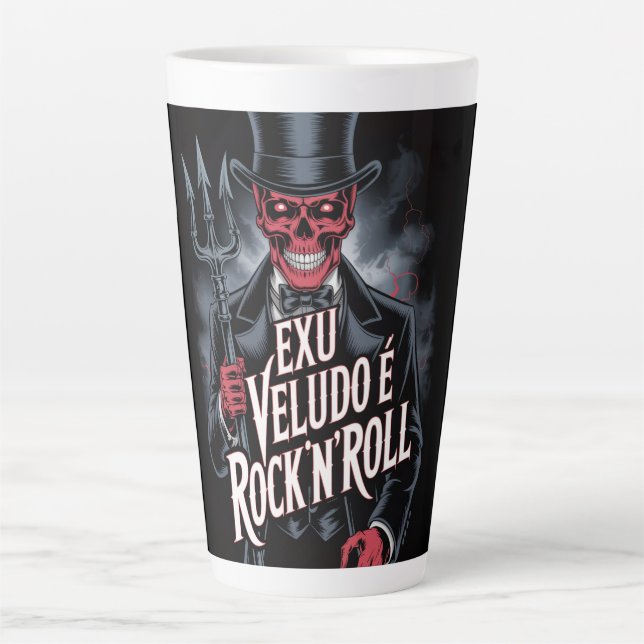 Taza De Café Latte Exu Veludo é Rock'N'Roll #1 (Anverso)