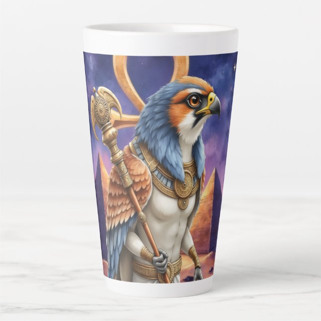 Taza De Café Latte Eye of the Sun – The Eternal Falcon of the Desert  (Anverso)