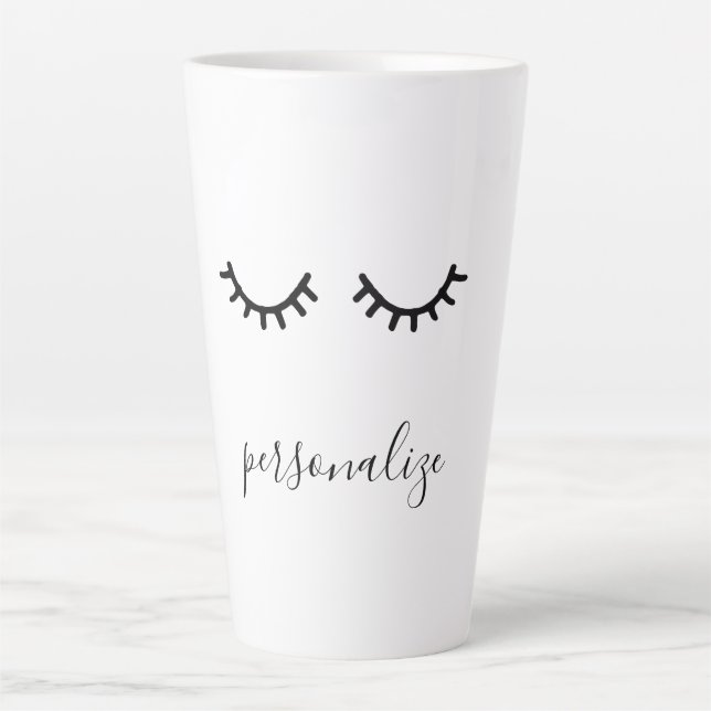 Taza De Café Latte Eyelashes negros (Anverso)