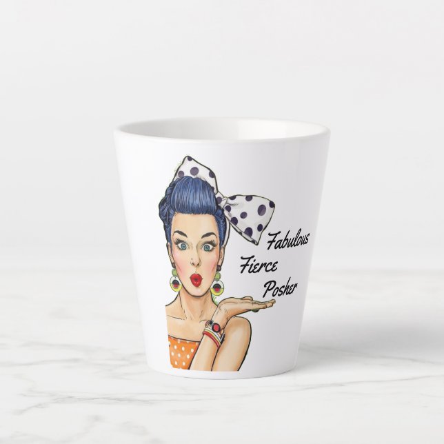 Taza De Café Latte Fabuloso Fierce Posher - Poshmark Latte Mug (Anverso)