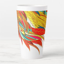 Taza De Café Latte Fall Feather elegante colorido arte abstracto