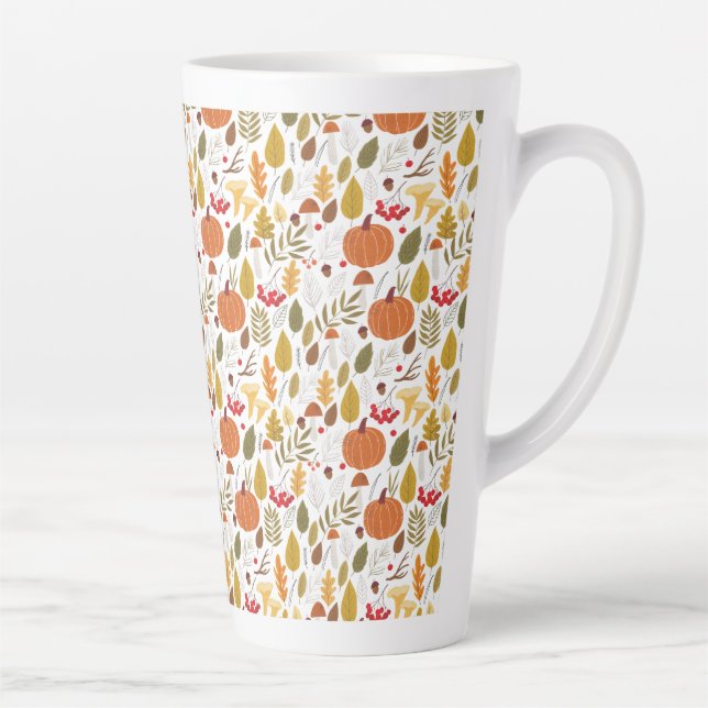 Taza De Café Latte Fall Pumpkin Pattern (Derecha)