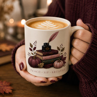 Taza De Café Latte Fall Teacher Mug | Dark Academia Mindful Teacher G