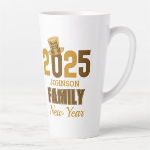 Taza De Café Latte Familia 2025 personalizada Feliz Año Nuevo