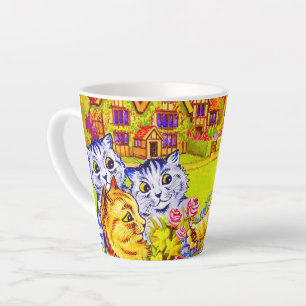 Taza De Café Latte Familia Cat en el Jardín