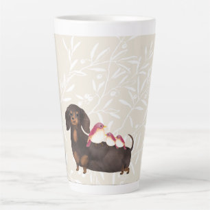 Taza De Café Latte Familia Dachshund y Aves