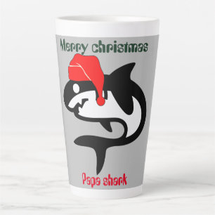 Taza De Café Latte familia de navidades tiburones, personalizar perso