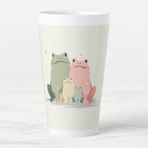 Taza De Café Latte Familia de Ranas – Arte Animal Caprichoso y Lindo