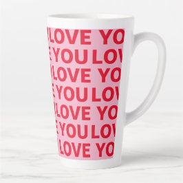 Taza De Café Latte Fancy Romantic Red & Pink Love You Pattern