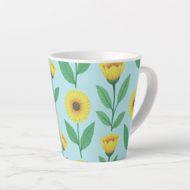 Taza De Café Latte Fantasía Alegre Flor (Ángulo derecho)