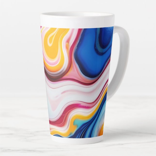 Taza De Café Latte Fantasía blanca rosa rosa azul trendy (Ángulo derecho)