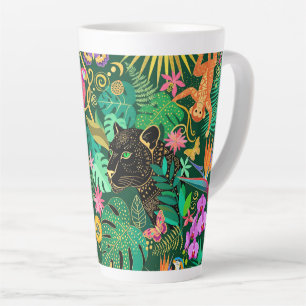 Taza De Café Latte Fantasía Exótica Surrealista de la Jungla
