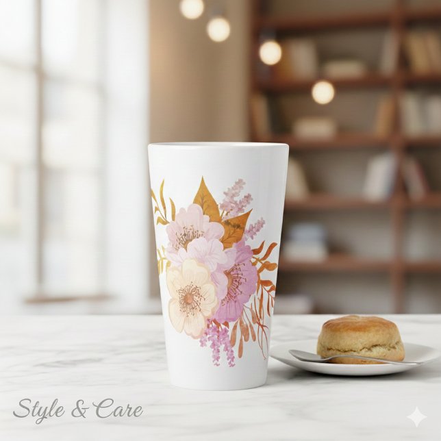 Taza De Café Latte Fantasía floral (Floral Fantasy Latte Mug)