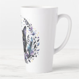 Taza De Café Latte Fantasía Gato sotétrico de cristal negro