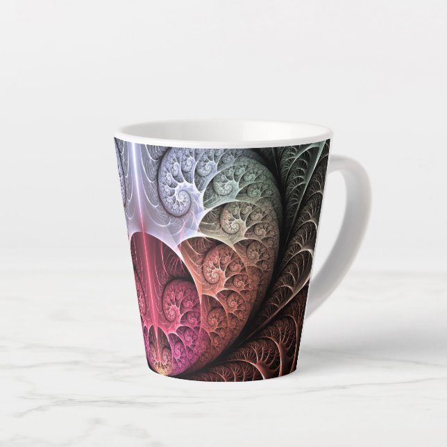 Taza De Café Latte Fantasía irreal abstracta arte fractal (Ángulo derecho)