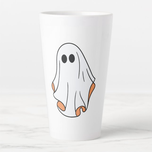 Taza De Café Latte Fantasma de Halloween, divertida Halloween, fiesta (Anverso)