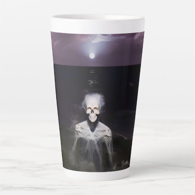 Taza De Café Latte Fantasma en el mar - Pintura de petróleo (Anverso)