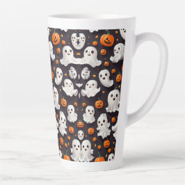 Taza De Café Latte Fantasma Halloween y calabaza latte Mug