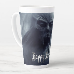 Taza De Café Latte Fantasma negro en un paisaje infernal - Halloween