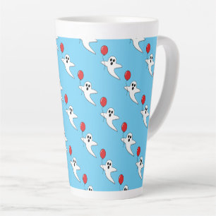 Taza De Café Latte Fantasma Personalizado con patrón de globo rojo