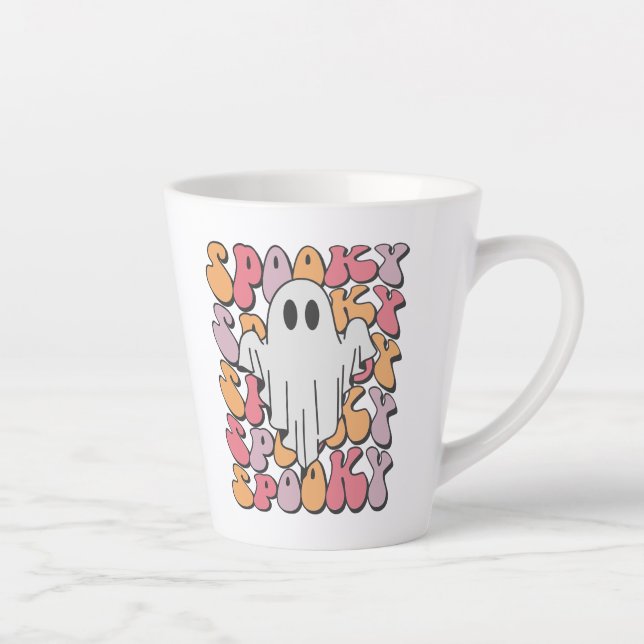 Taza De Café Latte Fantasma retro fantasmal (Derecha)
