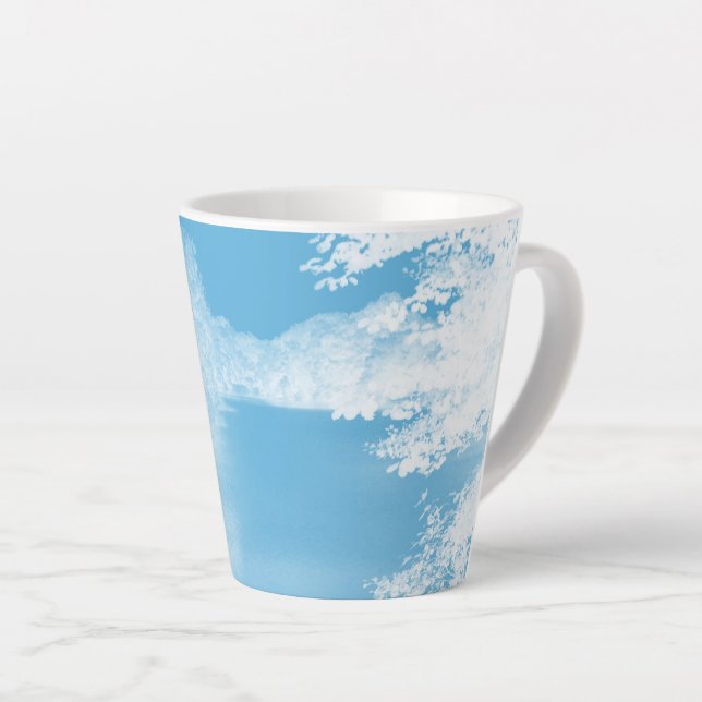 Taza De Café Latte Fantasy Blue and White Winter River (Ángulo derecho)