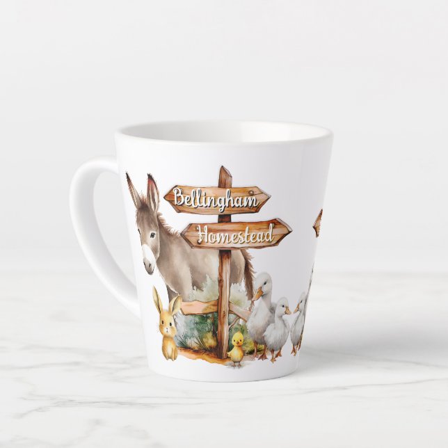 Taza De Café Latte Farm Animals Custom Sign Mug (Ángulo izquierdo)