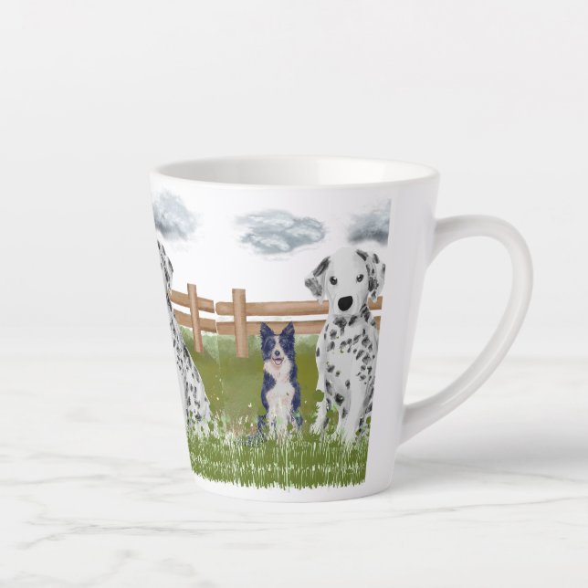 Taza De Café Latte Farm Dog Duo Mug – Rustic Animal Art (Derecha)