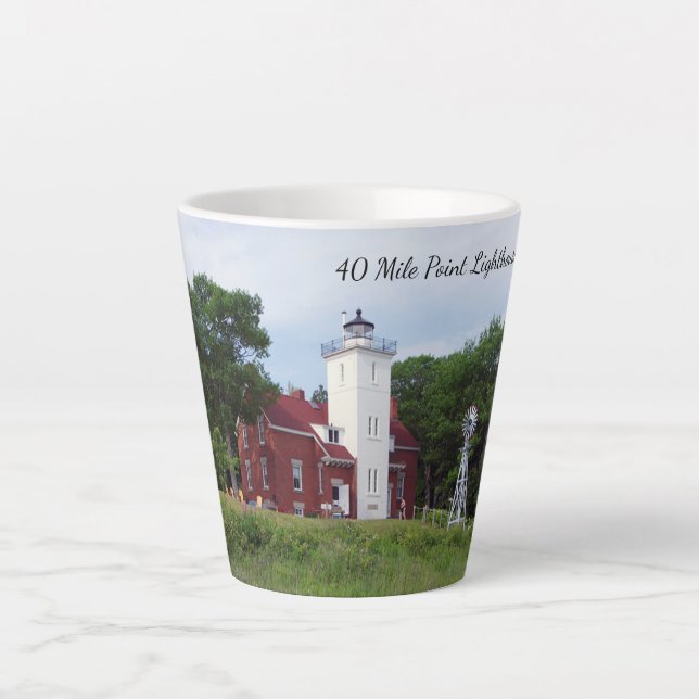 Taza De Café Latte Faro de 40 millas de punta (Anverso)
