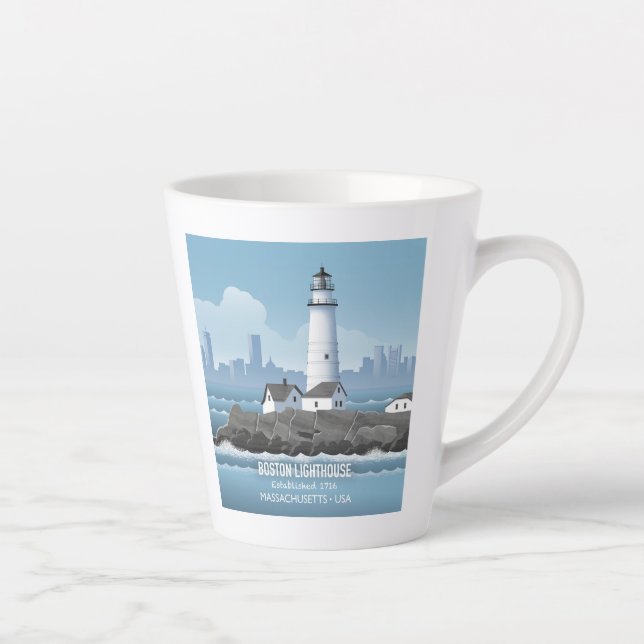 Taza De Café Latte Faro de Boston (Derecha)