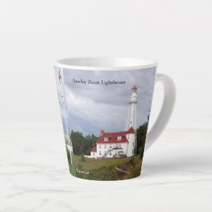 Taza De Café Latte Faro de dos ríos de luz de muelle y punto de Rawle
