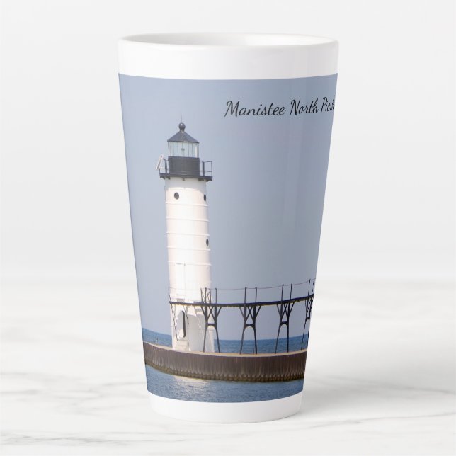 Taza De Café Latte Faro de Manistee North Pierhead (Anverso)