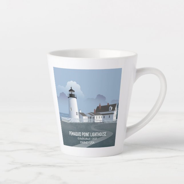 Taza De Café Latte Faro de Pemaquid Point (Derecha)