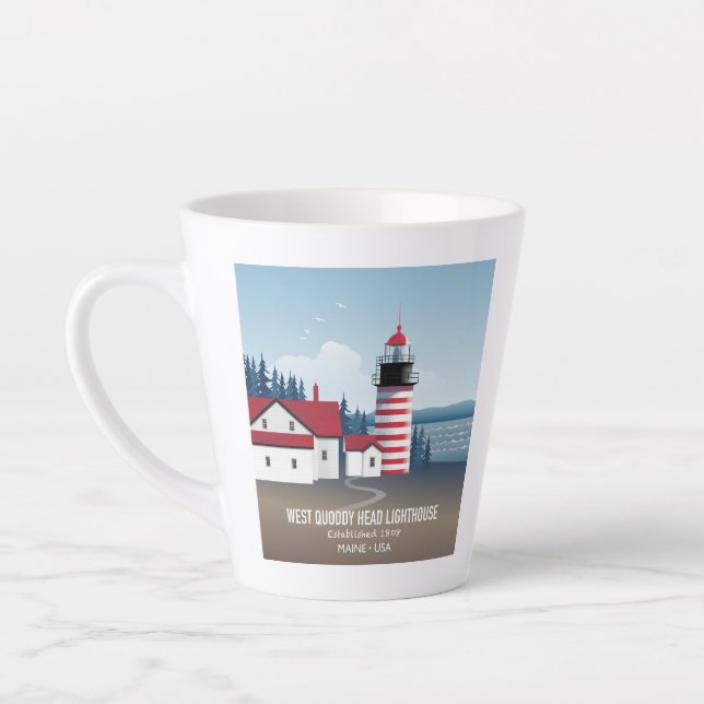Taza De Café Latte Faro de West Quoddy Head (Izquierda)