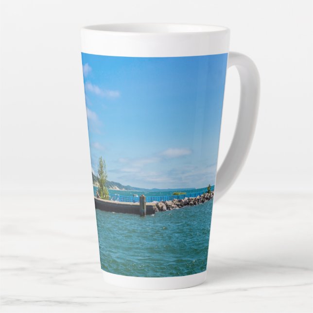 Taza De Café Latte Faro del puerto Holland (Ángulo derecho)