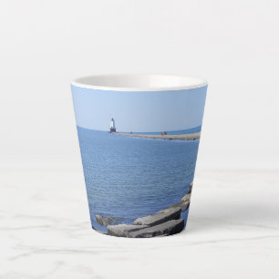 Taza De Café Latte Faro North Pierhead, Ludington, MI
