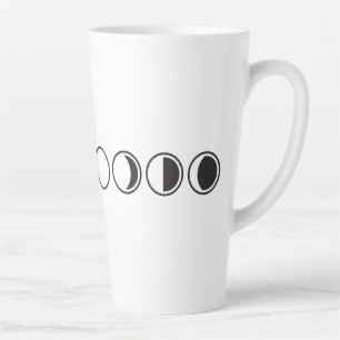 Taza De Café Latte Fases Lunares Arte de Línea Minimalista