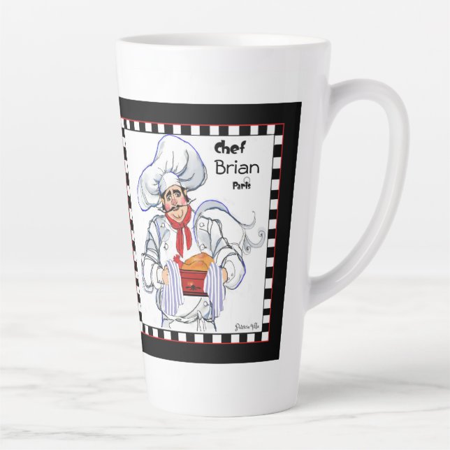 Taza De Café Latte Fat French Chef Latte Mug Art (Derecha)