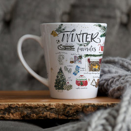 Taza De Café Latte Favoritos de invierno de moda | Ilustraciones acua