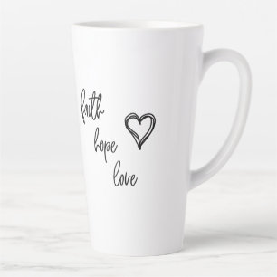 Taza De Café Latte Fe, esperanza, amor -
